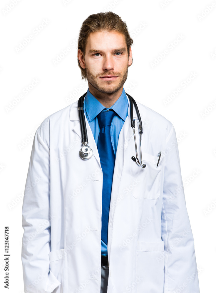 Blond doctor isolated on white Blond doctor isolated on white