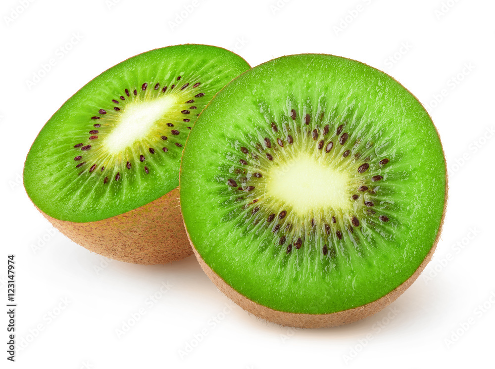 Isolated kiwi fruit cut in halves Isolated kiwi fruit cut in halves