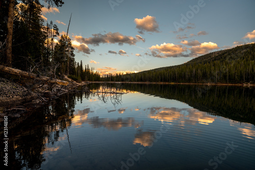 Cloud reflections of evening in an Idaho mountain lake