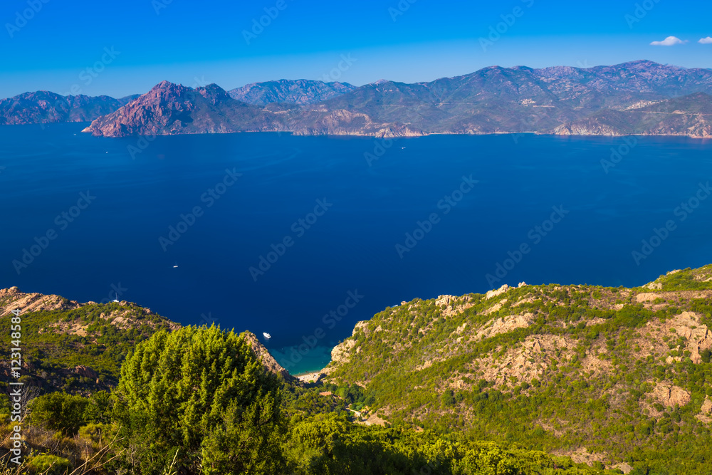 Stunning scenery of D81 road, Corsica, France