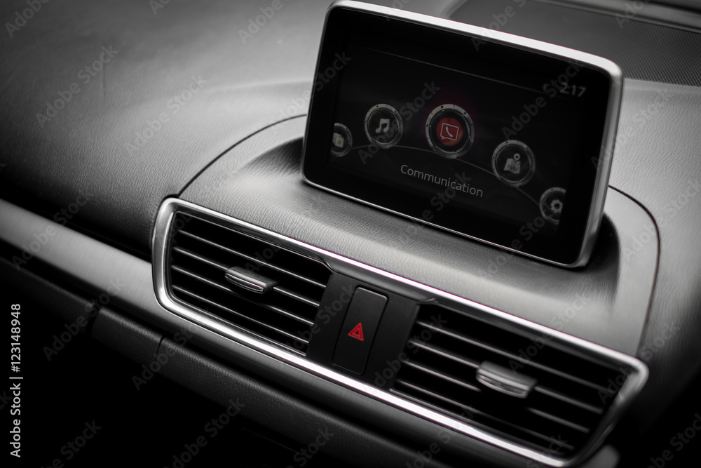 Interior of a modern car, Car Air Conditioner and digital panel Interior of a modern car, Car Air Conditioner and digital panel