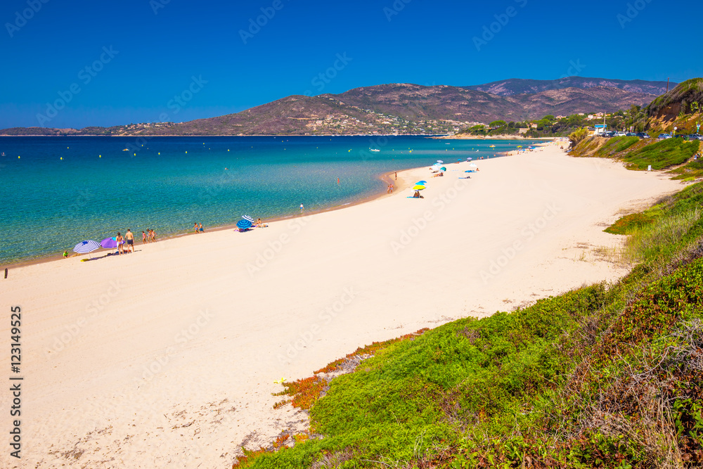 Sandy beach in Golfe de Sagone, Corsica, France