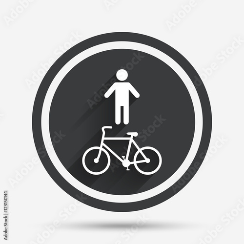 Bicycle and pedestrian trail icon. Cycle path.