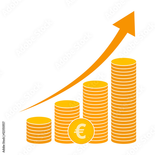 Gold euro icon. Vector illustration.
