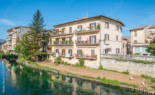 Rieti, capital of Sabina historical region, view from Velino river, Lazio (Italy) © e55evu