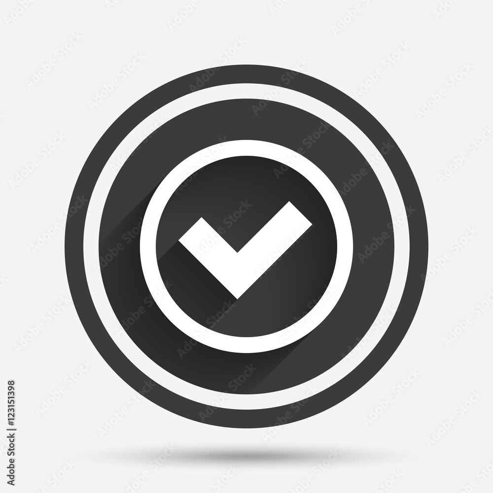 Check mark sign icon. Yes circle symbol. Check mark sign icon. Yes circle symbol.