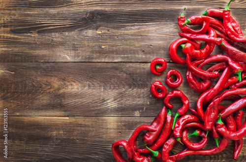 Organic fresh red hot chili peppers