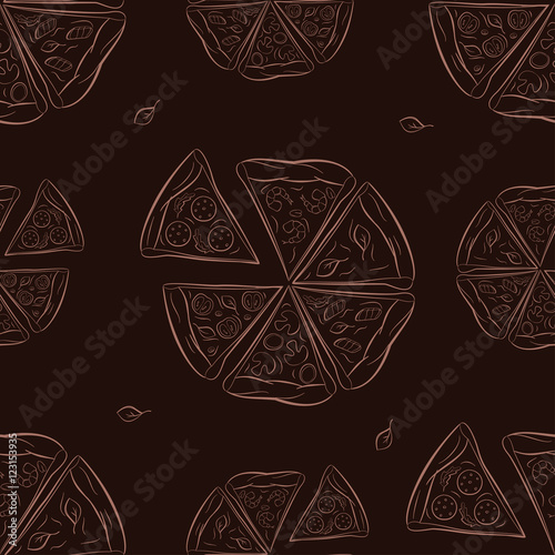 Seamless pattern with pizza