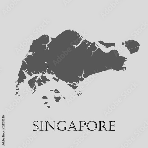 Gray Singapore map - vector illustration