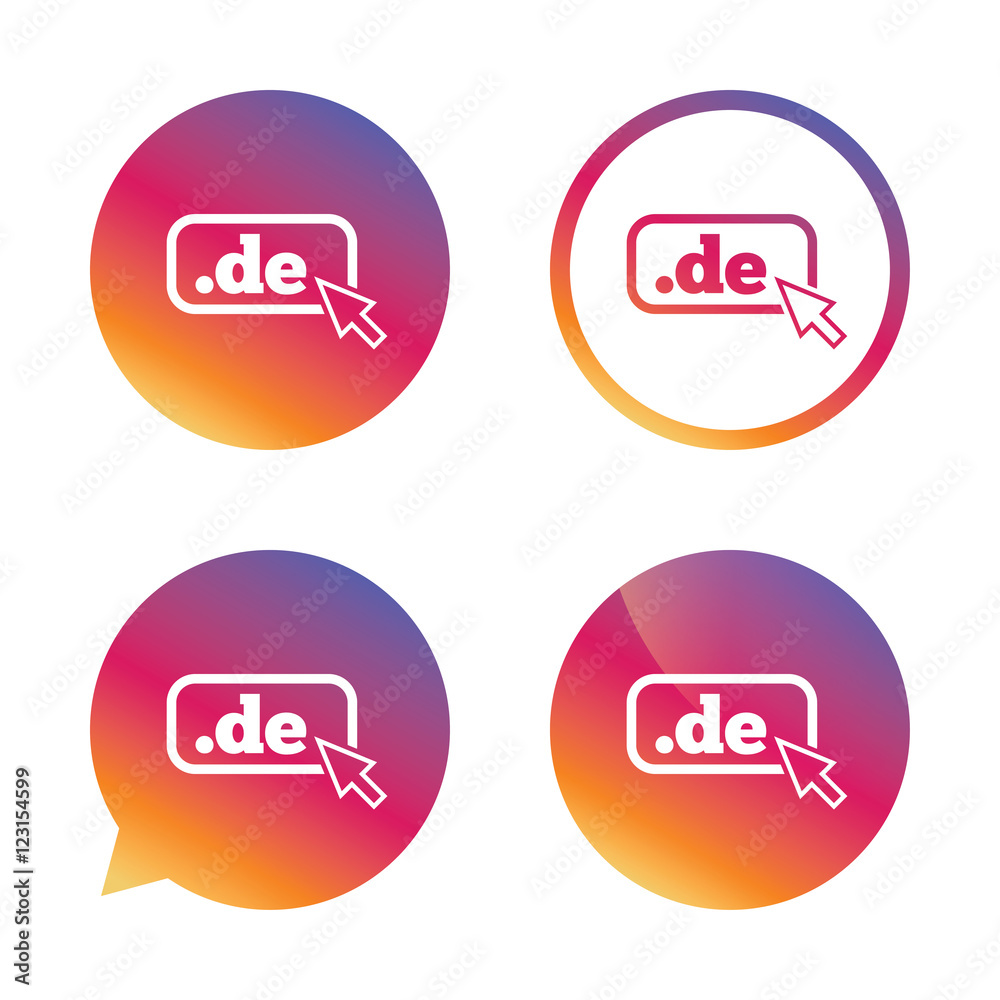 Domain DE sign icon. Top-level internet domain. Domain DE sign icon. Top-level internet domain.