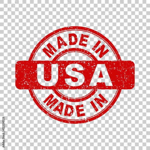 Made in USA red stamp. Vector illustration on isolated background