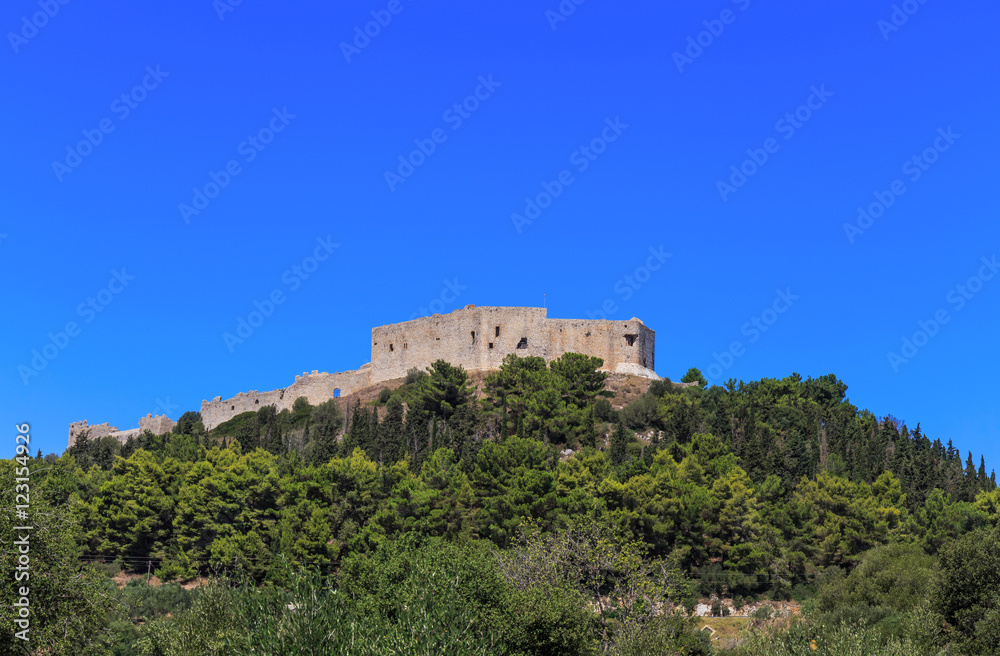 distant view on Chlemoutsi fortress, Peloponnese