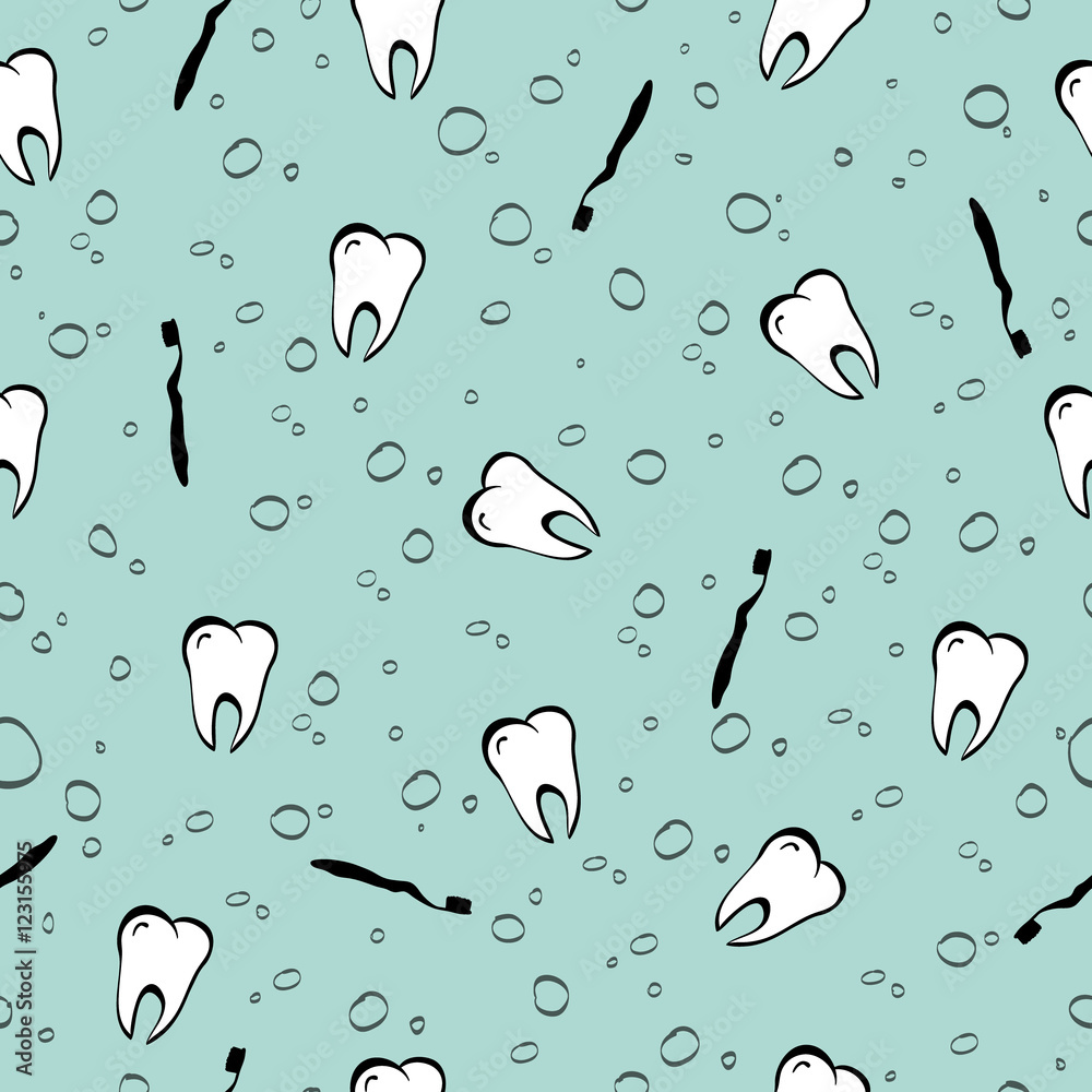 Vector of seamless pattern teeth. Vector of teeth and toothbrush Stock ...