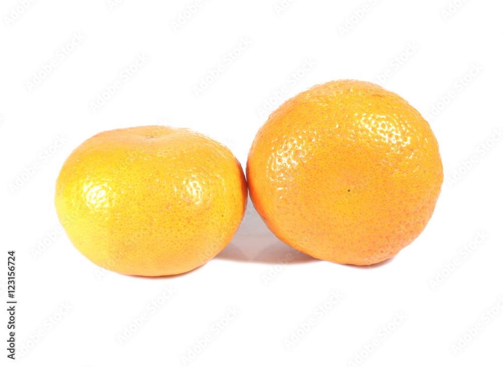 Two ripe oranges isolated on white background, close-up Two ripe oranges isolated on white background, close-up