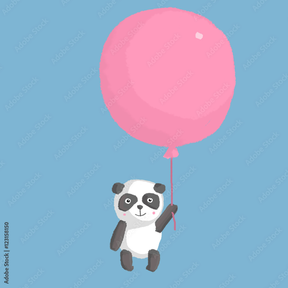 Cute panda with pink balloon Cute panda with pink balloon