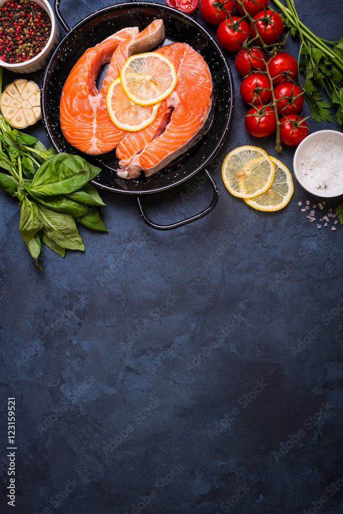 Fresh salmon steak background Fresh salmon steak background