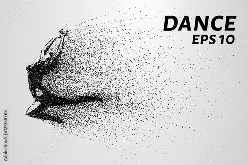 Dance of the particles. Girl dancing in jump. A dancer performs acrobatic elements. Vector illustration