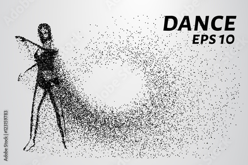 Dance of the particles. The girl warming up before dancing. Vector illustration