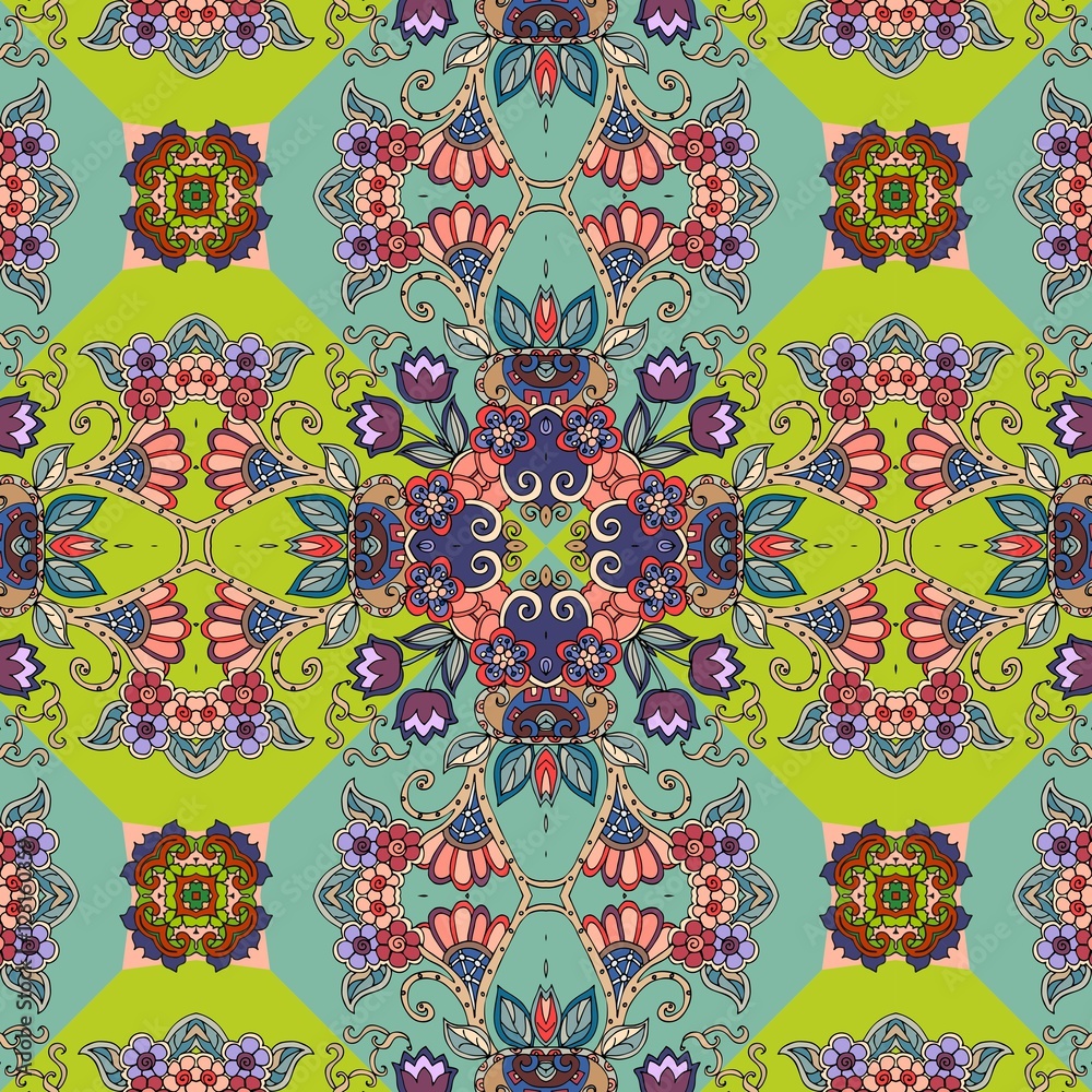 Fototapeta Szczegółowy kwiatowy wzór - 3 Tło wektor Pię