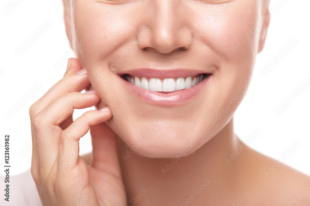 Beautiful wide smile of young woman.