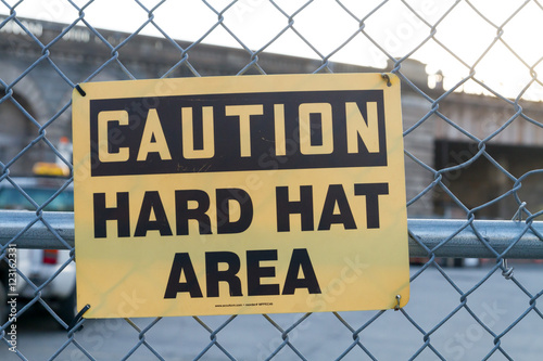 Caution Hard Hat Area sign in New York City