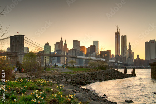 New York City Skyline from Brooklyn at dusk
