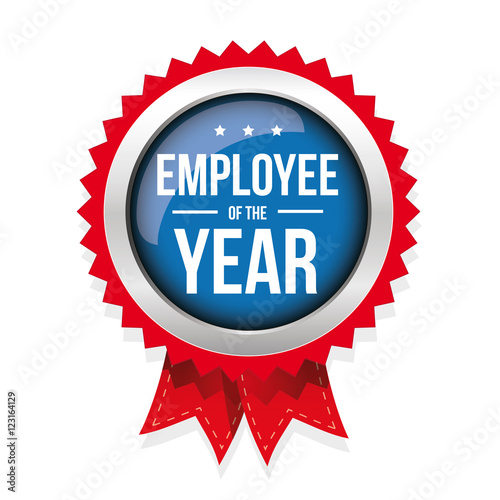 Employee of the year badge with ribbon