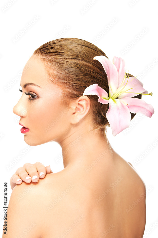 Beautiful spa woman with lily. Beautiful spa woman with lily.