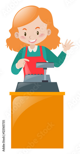 Female clerk working on desk