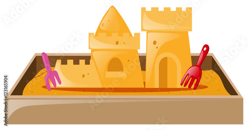 Sand castle in sandbox
