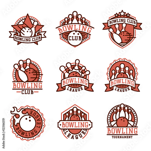 Vector bowling logo emblems.