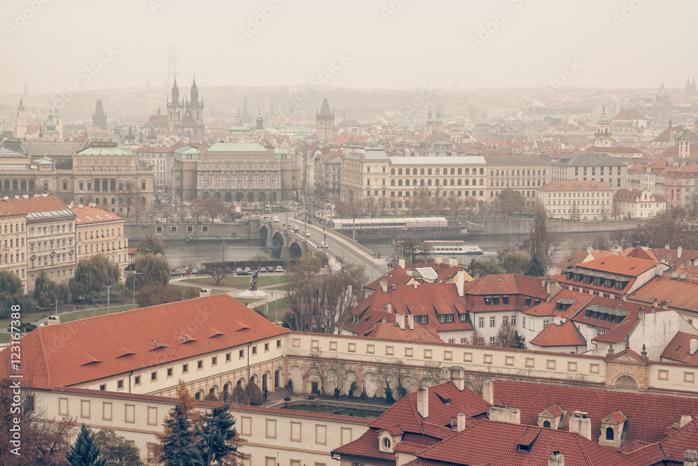 skyline of beautiful czech Prague;