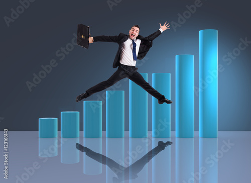 Businessman jumping in business concept