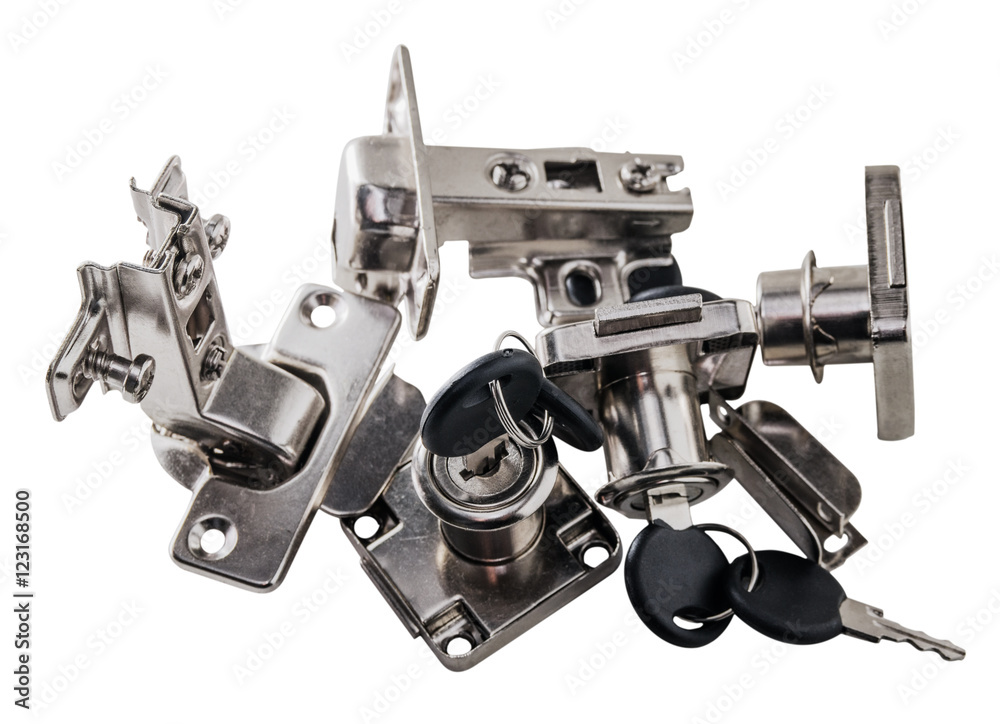 Chromed metal set of hardware for doors Chromed metal set of hardware for doors