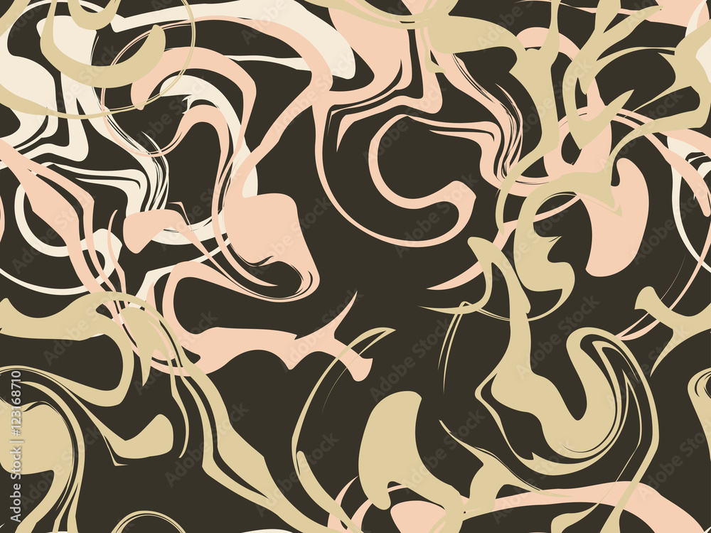 Fototapeta premium Hand drawn marbling seamless pattern. Watercolor marbling illustration. Drawing on the water. Vector illustration.