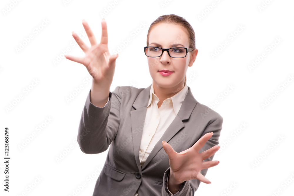 Strict serious businesswoman isolated on white Strict serious businesswoman isolated on white