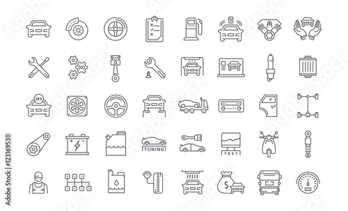 Set Vector Flat Line Icons Car Service