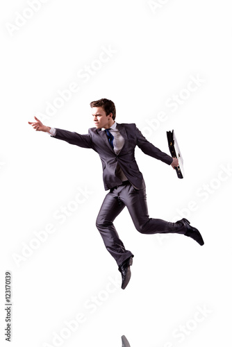 Funny businessman isolated on the white background