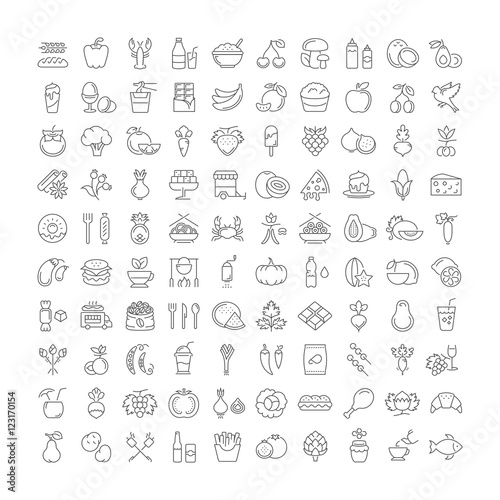 Set Line Icons Food