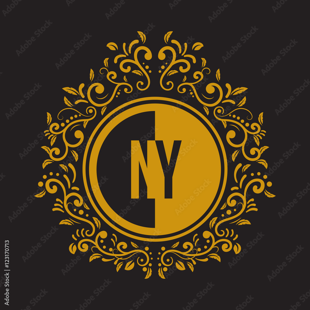 Fototapeta premium INITIAL CIRCLE HALF vintage elegant luxury