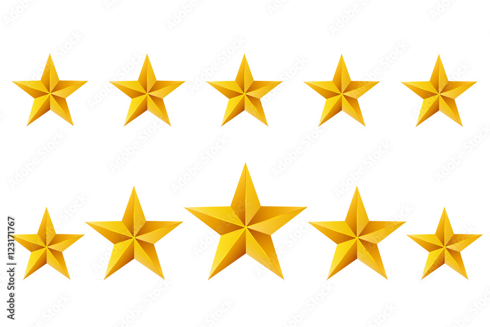 Fototapeta premium five gold stars on white background. Vector ilustration
