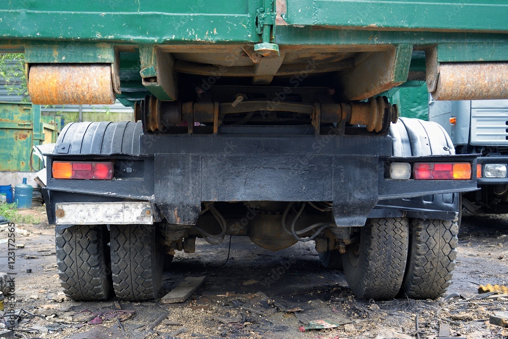 Russian garbage truck kamaz on a dump Russian garbage truck kamaz on a dump