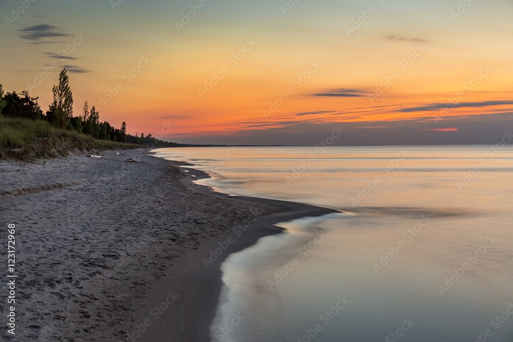 Lake Huron Beach after Sunset - Ontario, Canada