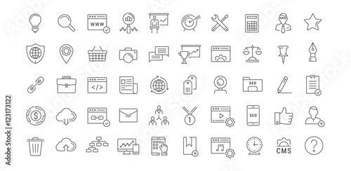 Set Vector Flat Line Icons SEO