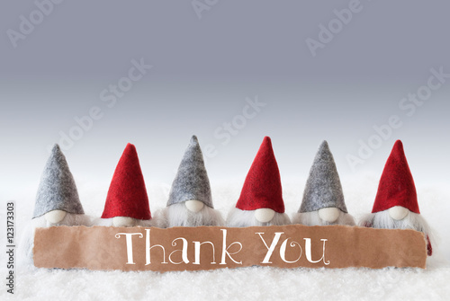 Gnomes, Green Background, Text Thank You