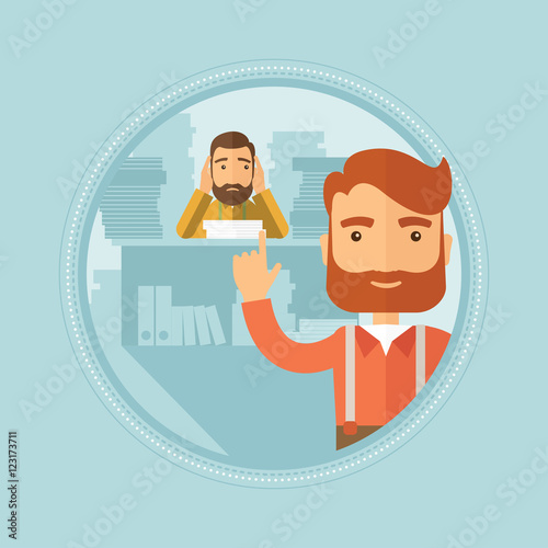 Businessman with his employee on background.