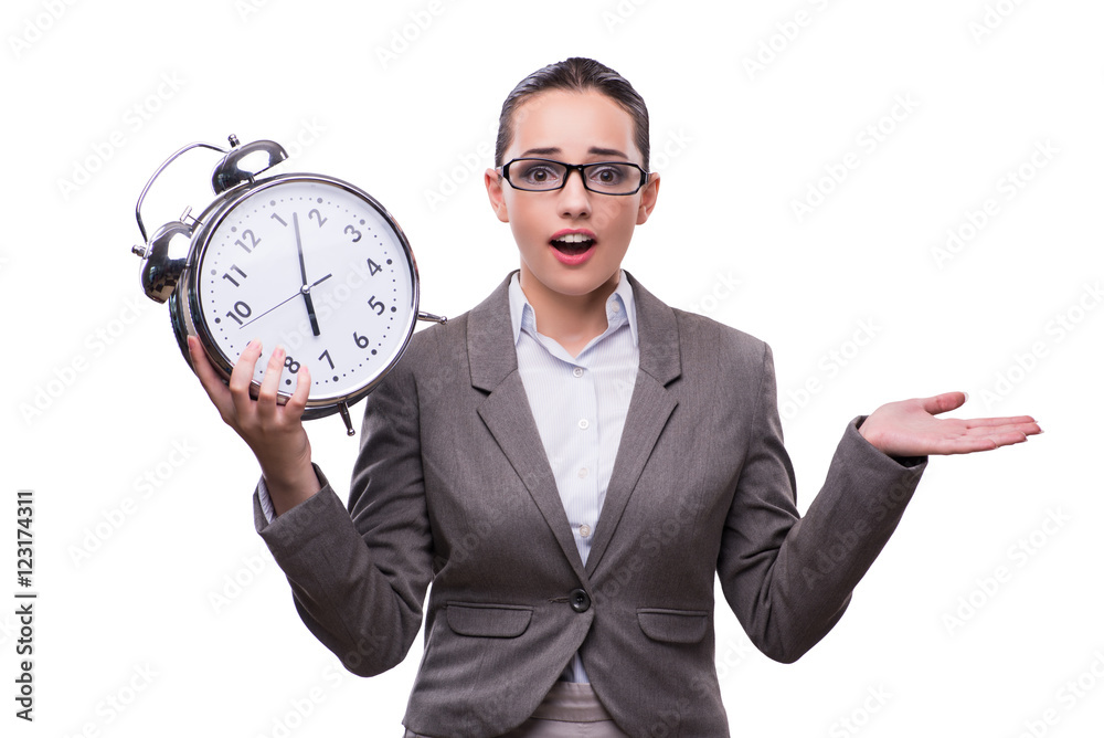 Businesswoman with clock in business concept Businesswoman with clock in business concept
