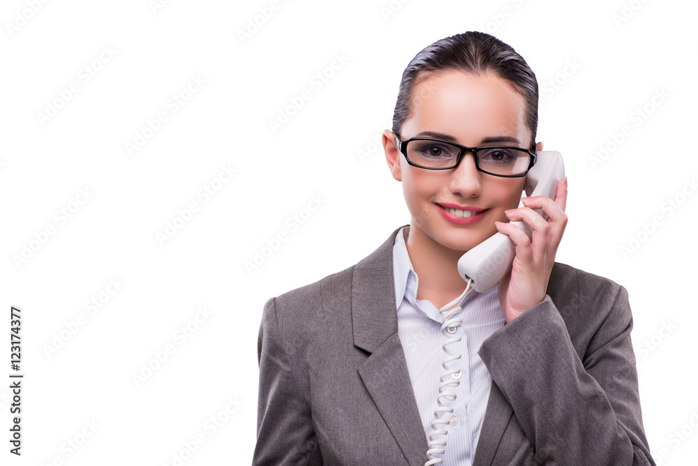 Nice elegant call center operator isolated on white Nice elegant call center operator isolated on white