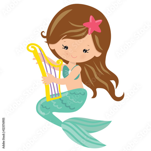 Cute mermaid vector cartoon illustration