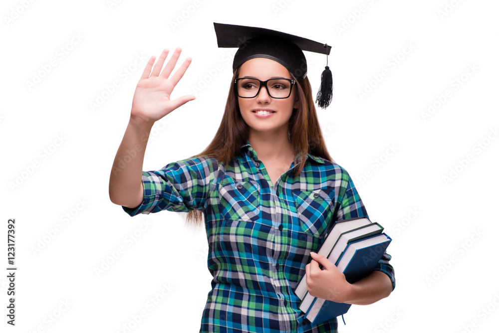 Young student isolated on the white background